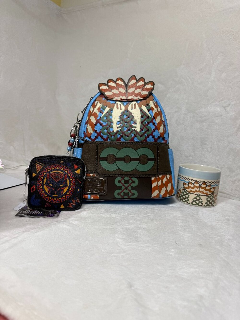 Loungefly Wakanda Backpack Set w/ Coin Purse, Ceramic Mug & Handmade Bag Charm